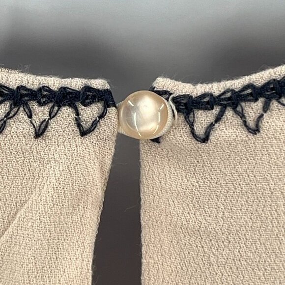 En Creme Rayon Mini Dress Size S  Cream Embroidered Upper Body Knee Length - Picture 7 of 13